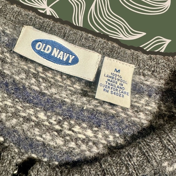 Old Navy Vintage Y2K 100% Lambswool Charcoal Gray Striped Zip-Up Cardigan Size M - Picture 2 of 14